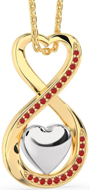 Ruby Gold Silver Infinity Heart Necklace