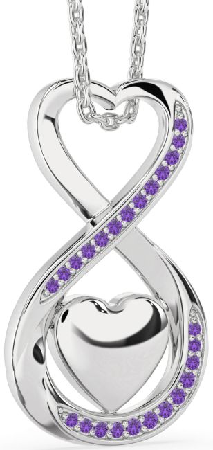 Amethyst Silver Infinity Heart Necklace