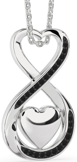 Black Diamond Platinum Infinity Heart Necklace