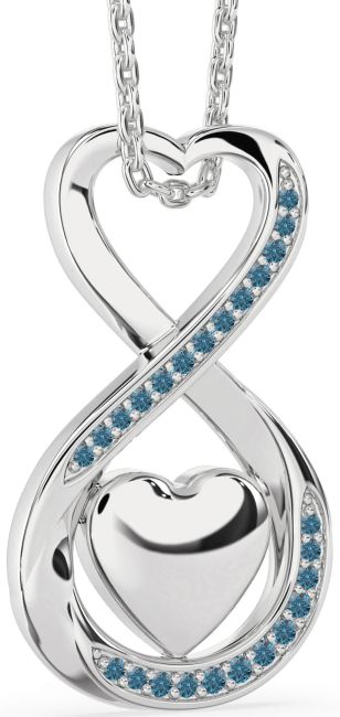 Blue Diamond Platinum Infinity Heart Necklace