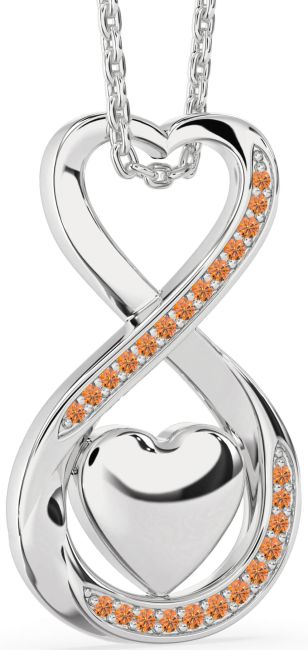 Citrine Platinum Infinity Heart Necklace