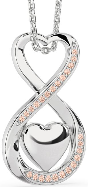 Morganite Silver Infinity Heart Necklace
