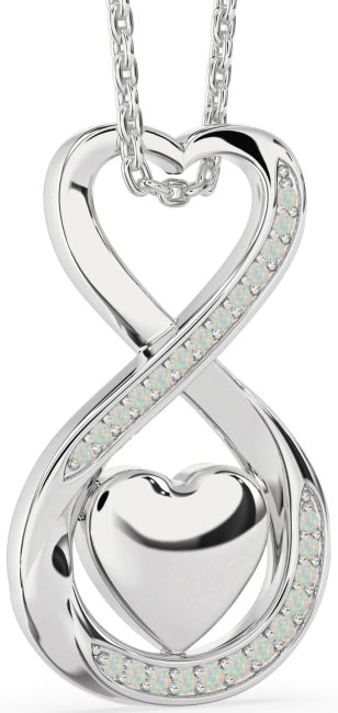 Opal Platinum Infinity Heart Necklace