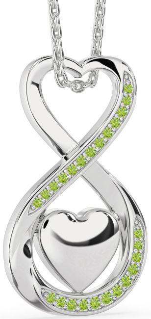 Peridot Silver Infinity Heart Necklace
