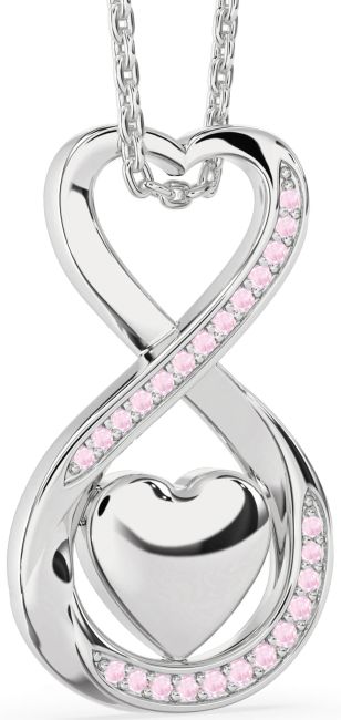 Rose Quartz Silver Infinity Heart Necklace