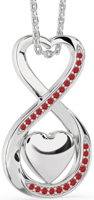 Ruby Platinum Infinity Heart Necklace