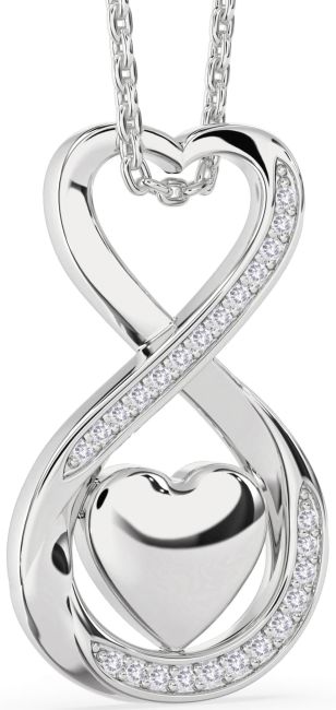 Salt & Pepper Diamond Platinum Infinity Heart Necklace