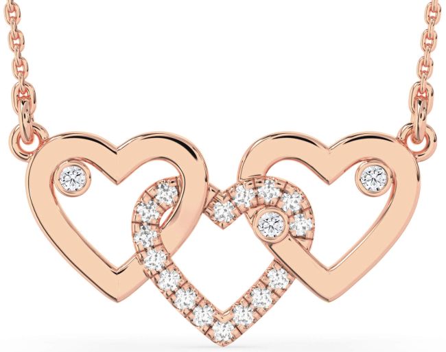 Large Diamond Rose Gold Heart Necklace