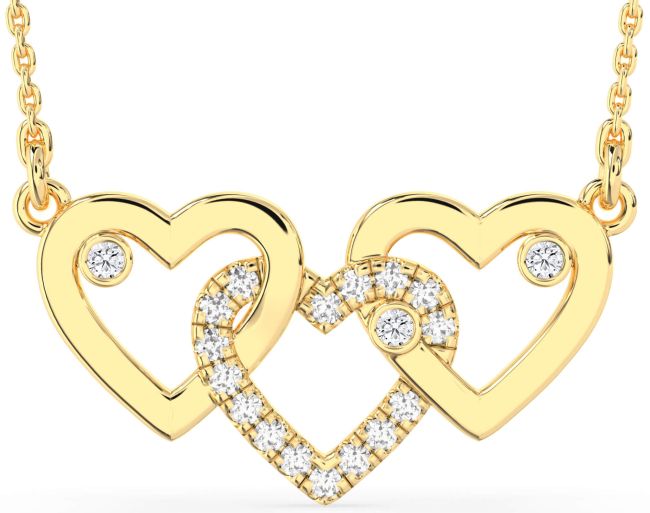 Large Diamond Gold Silver Heart Necklace