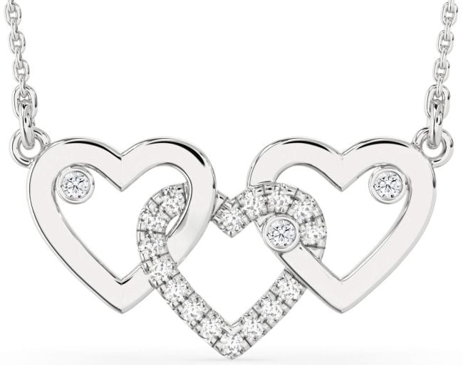 Large Diamond Silver Heart Necklace