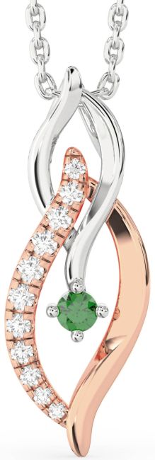 Diamond Emerald Rose Gold Silver Infinity Necklace