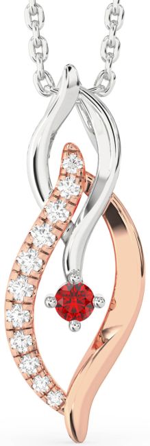 Diamond Ruby White Rose Gold Infinity Necklace
