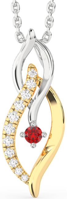 Diamond Ruby Gold Silver Infinity Necklace