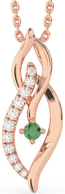 Diamond Emerald Rose Gold Silver Infinity Necklace