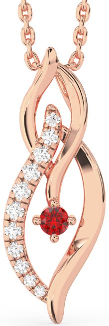 Diamond Ruby Rose Gold Infinity Necklace