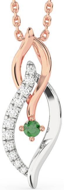 Diamond Emerald Rose Gold Silver Infinity Necklace