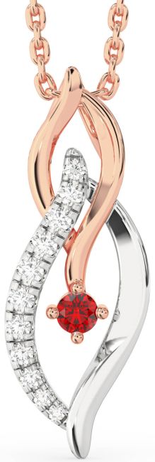 Diamond Ruby Rose Gold Silver Infinity Necklace