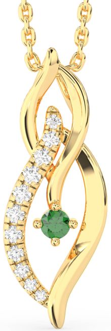 Diamond Emerald Gold Infinity Necklace