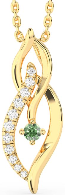 Green Diamond Gold Infinity Necklace