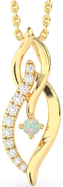 Diamond Opal Gold Infinity Necklace