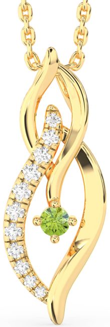 Diamond Peridot Gold Infinity Necklace