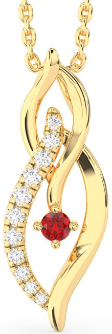 Diamond Ruby Gold Infinity Necklace