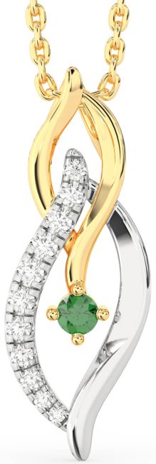 Diamond Emerald Gold Silver Infinity Necklace