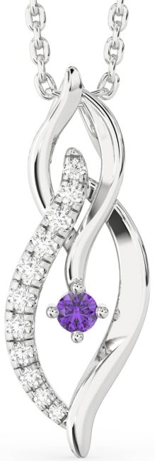 Diamond Amethyst Platinum Infinity Necklace