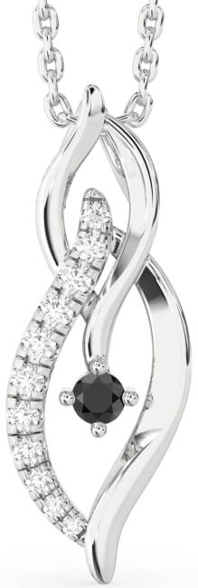Diamond Black Onyx Silver Infinity Necklace