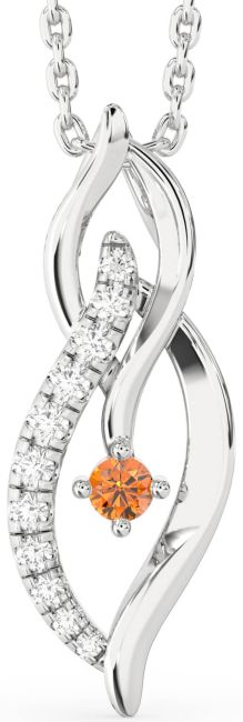 Diamond Citrine Platinum Infinity Necklace