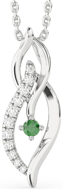 Diamond Emerald Platinum Infinity Necklace