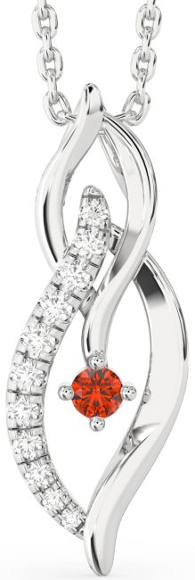 Diamond Fire Opal Platinum Infinity Necklace
