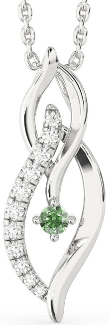 Green Diamond White Gold Infinity Necklace