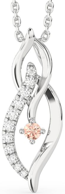 Diamond Morganite Silver Infinity Necklace