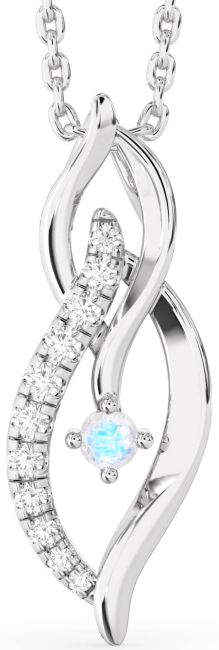 Diamond Moonstone Platinum Infinity Necklace