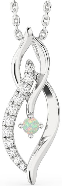 Diamond Opal Platinum Infinity Necklace