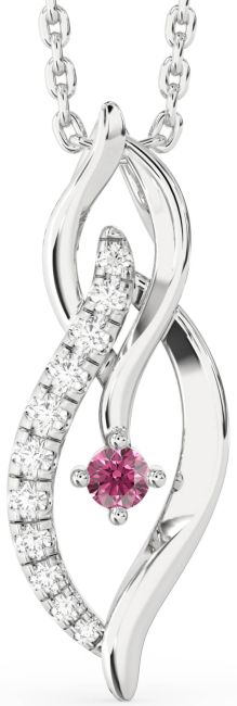 Diamond Pink Tourmaline Silver Infinity Necklace