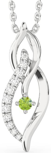Diamond Peridot Platinum Infinity Necklace