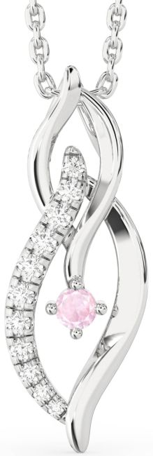 Diamond Rose Quartz Silver Infinity Necklace
