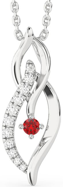 Diamond Ruby Platinum Infinity Necklace