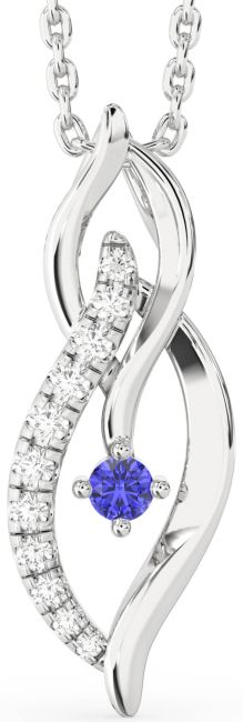 Diamond Tanzanite Silver Infinity Necklace