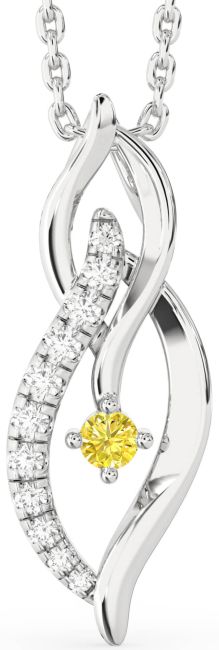 Yellow Diamond White Gold Infinity Necklace