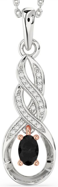 Black Diamond Rose Gold Silver Infinity Necklace