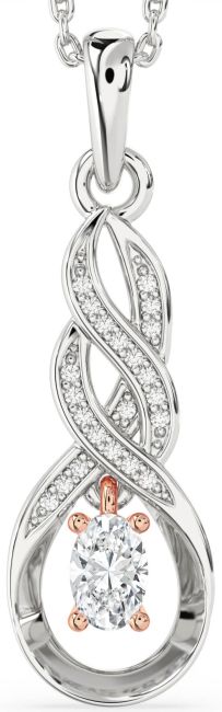 Diamond Rose Gold Silver Infinity Necklace