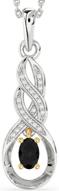 Black Diamond Gold Silver Infinity Necklace