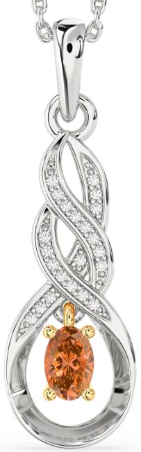 Diamond Citrine Gold Silver Infinity Necklace