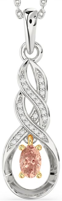 Diamond Morganite Gold Silver Infinity Necklace