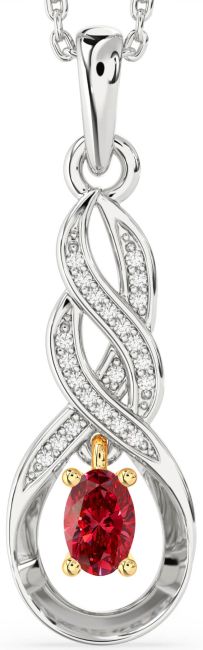 Diamond Ruby Gold Silver Infinity Necklace