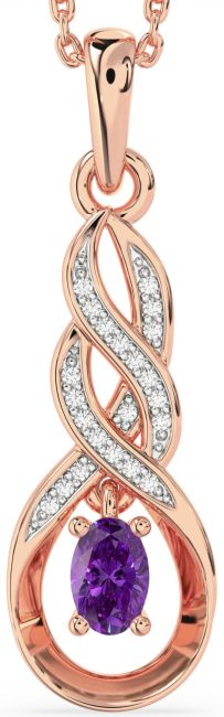 Diamond Amethyst Rose Gold Infinity Necklace
