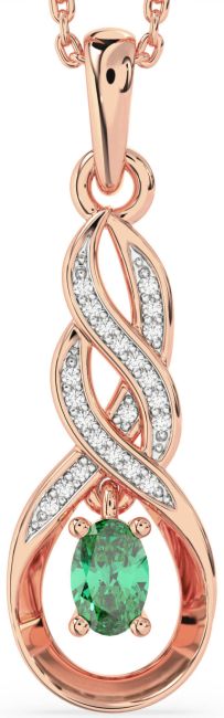Diamond Emerald Rose Gold Silver Infinity Necklace